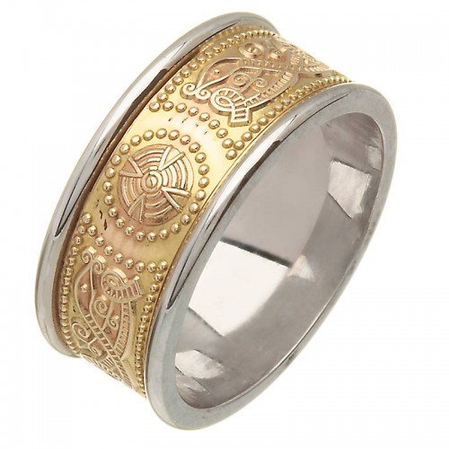 Irish Two Tone Wedding Ring - 14 Karat Wedding Ring - Fado